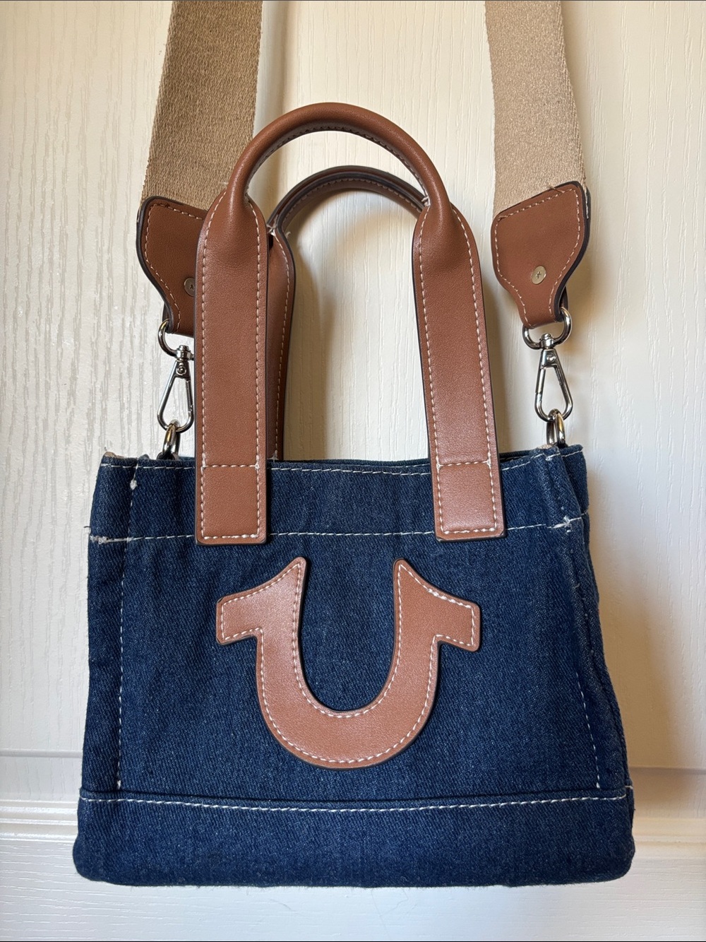 True Religion Denim Horseshoe Mini Crossbody Tote